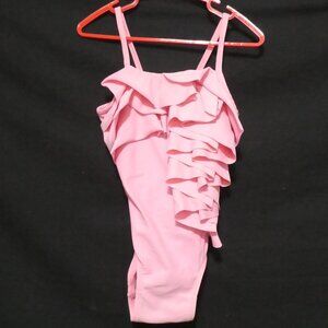 Pink Ruffle Tiered One Piece Swimsuit | size 6 girls